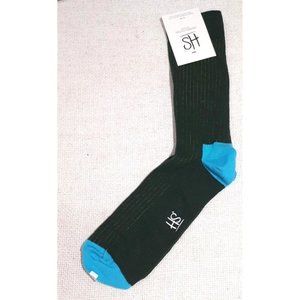 HS HAPPY SOCKS Men's Combed Cotton Blend Socks Green / Blue  sz 41-46